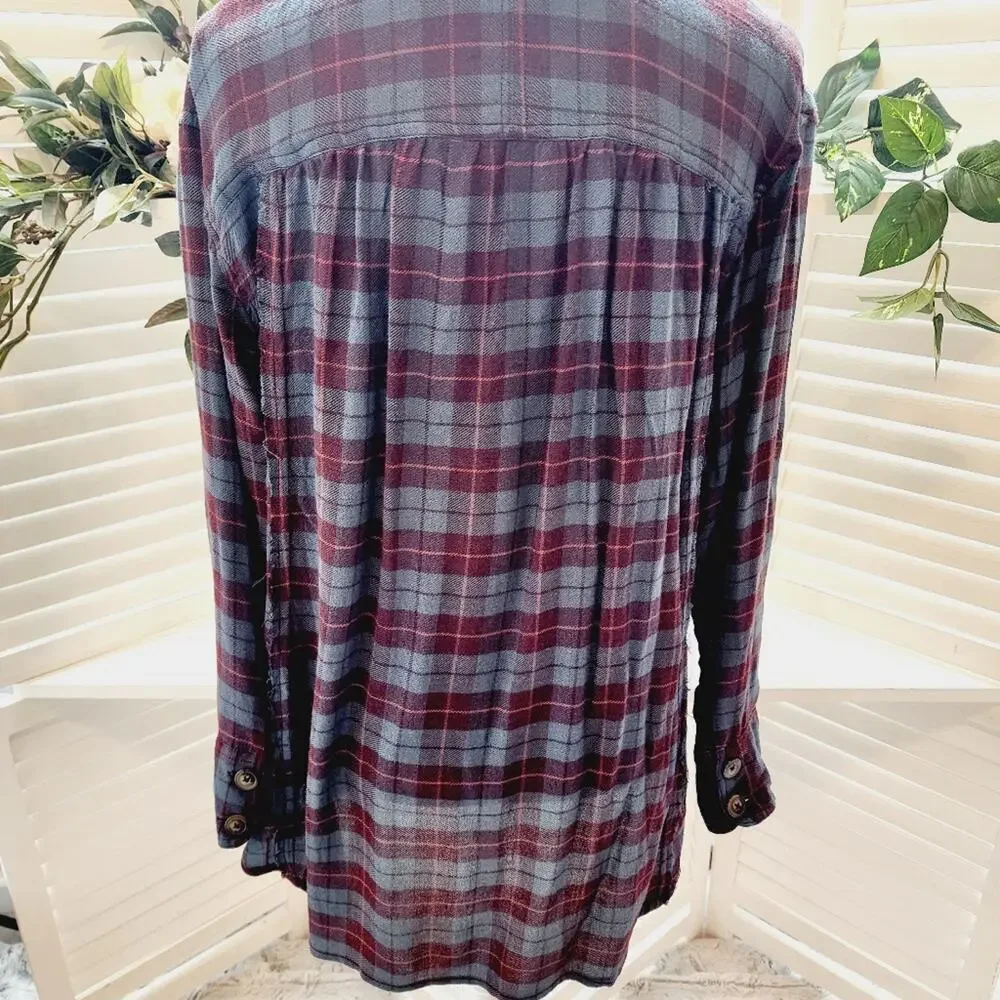 FREE PEOPLE ALL ABOUT THE FEELS PLAID BUTTON DOWN SIZE XS